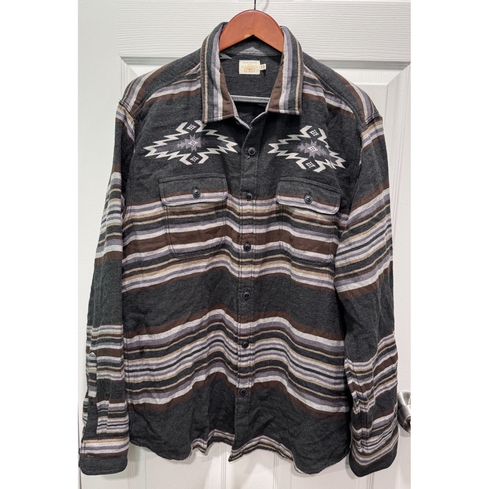 Faherty Overshirt Men's Size 2XL Doug Good Feather Organic Aztec Southwestern
